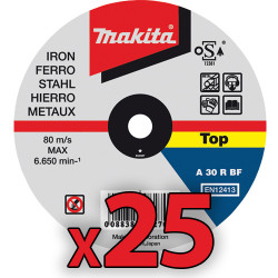 Amoladora MAKITA 9557HNR 115mm 840W SAR+ 25 Discos METAL 1 MM 115 mm