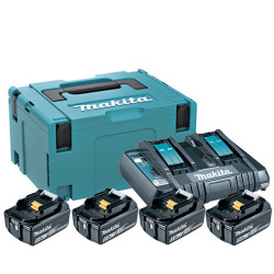 KIT Fuente Alimentación MAKITA 4 Bateria 18V MAKITA 6.0Ah BL1860B 197422-4 + CARGADOR DOS PUERTOS DC18RD Baterías y cargadores