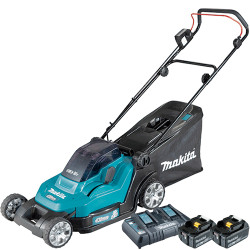 Cortacésped MAKITA DLM432CT2 2x18V Ancho 43cm 575m² Altura Regulable + 2 baterias 5.0Ah + Cargador Rapido Doble Cortacésped B...