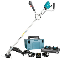 Desbrozadora MAKITA DUR369AZ 2x18V BL Mango "U" ADT AFT + 4 Baterias 5.0Ah + Cargador Rapido Doble + Maletin MakPac Desbrozad...