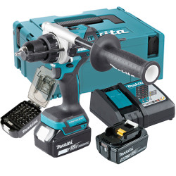TALADRO COMBINADO MAKITA DHP486RTJ BL 18V 130NM 5.0AH DHP486RTJ + JUEGO PUNTAS + ADAPTADOR Inicio